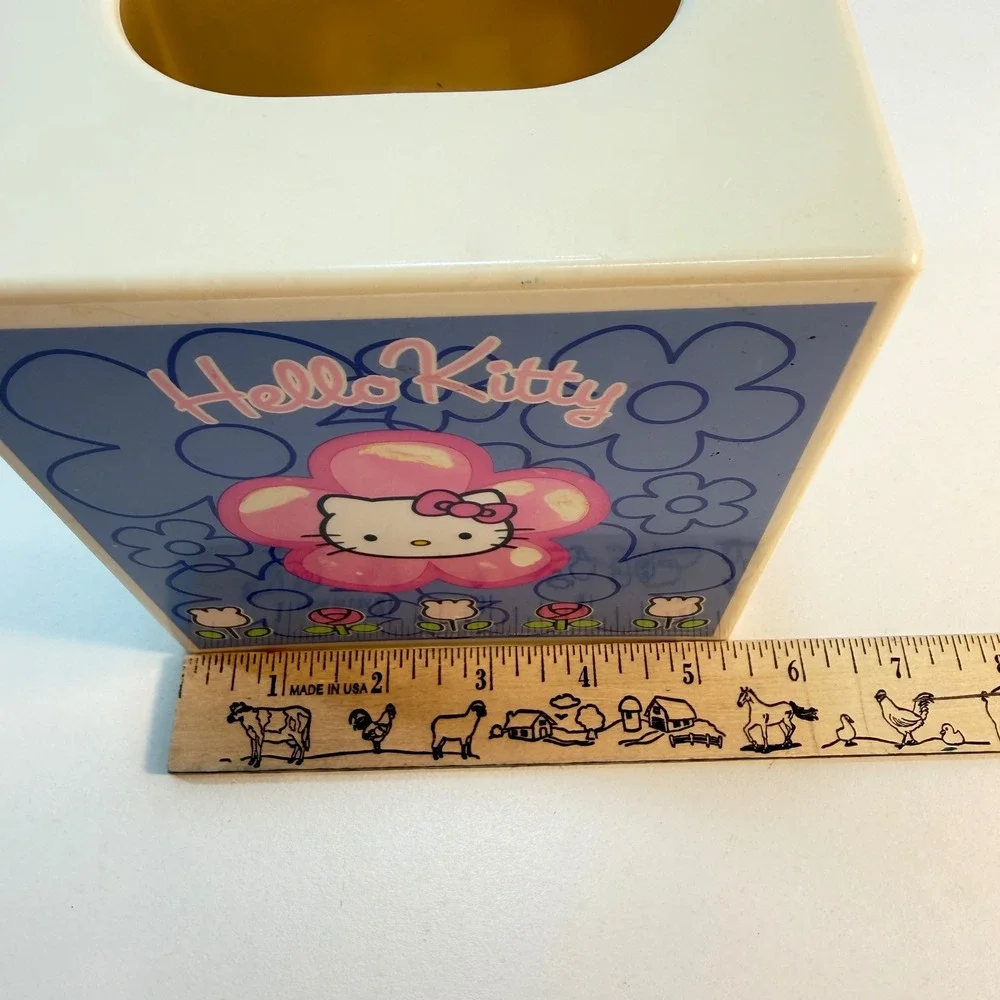 Sanrio Hello Kitty Tissue Cube Blue Pink Floral 2004 Y2K Decor